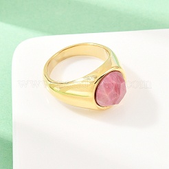 Fingerringe aus natürlichem Rhodochrosit aus Edelstahl 304&nbsp;RJEW-F203-02G-02