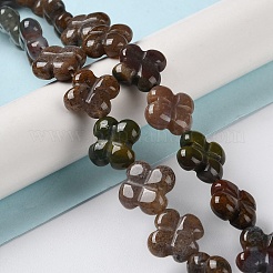 天然石インディアン瑪瑙ビーズ連売り  花  13~14x13~14x5~5.5mm  穴：1.2mm  約15個/連  7.95''（20.2センチメートル）&nbsp;G-M418-D09-01