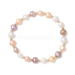 Эластичные браслеты для женщин из натурального культивированного пресноводного жемчуга и бусин из нержавеющей стали 304.&nbsp;BJEW-JB13346