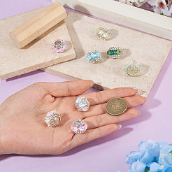 8 pieza de cuentas redondas de rhinestone acrílicos de 8 colores&nbsp;OACR-TA0004-99