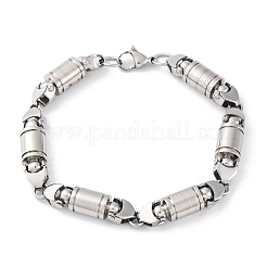 201 браслет из нержавеющей стали с цепочкой из столбчатых звеньев BJEW-B078-150P