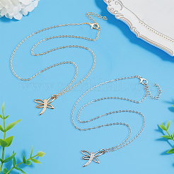 4 шт. 2-цветный сплав кристаллов горного хрусталя кулон стрекоза ожерелье&nbsp;NJEW-HY0001-13