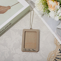 Прямоугольник со словом я люблю тебя мама деревянная подвесная фоторамка&nbsp;HJEW-SP0001-19B