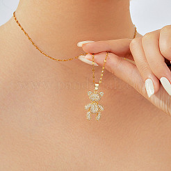 Элегантные латунные прозрачные кубические цирконии мультяшные медвежьи подвески ожерелья XF2925