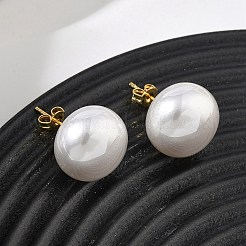 Orecchini a perno da donna in ottone e plastica ABS con perle artificiali.&nbsp;PL-CBA760A-14C-G01