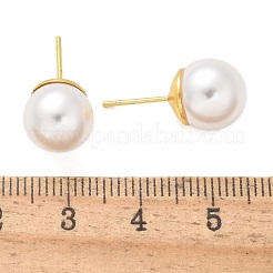Orecchini a bottone in ottone con perle imitazione abs&nbsp;EJEW-B132-01C-G