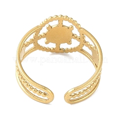 Ionenbeschichtung (IP) 304 Edelstahl Emaille Helm Manschette Fingerringe&nbsp;RJEW-L107-057G-01