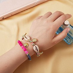 DIYヘイシビーズジュエリーセット作成キット  ポリマークレイとccbプラスチックと天然シェルと風化瑪瑙ビーズを含む  合金エナメルチャーム  ナイロン糸  アイアンスプリットキーリング＆ジャンプリング  真鍮製のピン  ミックスカラー  ポリマークレイビーズ：1485個/箱&nbsp;DIY-SZ0007-06