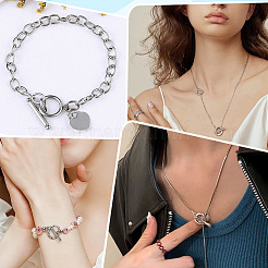 18個 9スタイル 304ステンレススチールマンテル＆パーツ  リング  混合図形  ステンレス鋼色  18~23.5x6~15x2~3mm  穴：1.5~3.5mm  2個/スタイル&nbsp;STAS-WR0001-47