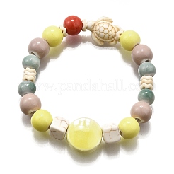 Браслеты из фарфоровых бусин ручной работы и синтетических бусин говлита для женщин&nbsp;BJEW-D307-01F