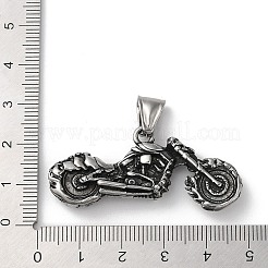 304ステンレスペンダント  バイクの魅力  アンティークシルバー  20x46x9mm  穴：9x4mm&nbsp;STAS-D014-16AS