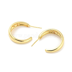 Серьги-пусеты из латуни c-образной формы с прозрачным фианитом EJEW-F326-17G