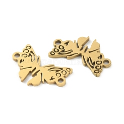 201ステンレススチールコネクタチャーム  中空  蝶  ゴールドカラー  12x17x1mm  穴：1.4mm&nbsp;STAS-TAC0002-84