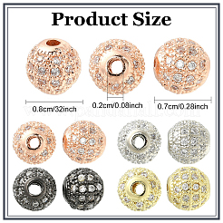 10 шт. круглые латунные бусины из микрофибры с кубическим цирконием ZIRC-YW0001-26B