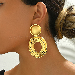 Винтажные полые овальные латунные серьги-гвоздики во французском стиле&nbsp;CE9970