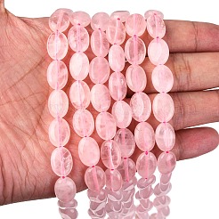 Естественно розового кварца плоские овальные пряди из бисера G-M206-28
