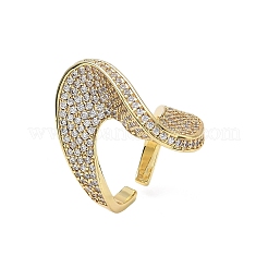 Anelli aperti con polsino in ottone micro pavé di zirconi cubici trasparenti per donna&nbsp;RJEW-L343-15G