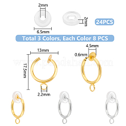 24 pz 3 colori orecchini a cerchio con clip in ottone&nbsp;KK-UN0001-97
