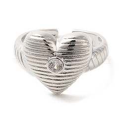 Кольцо-солитер с микропаве из латуни и кубическими цирконами RJEW-P098-19P