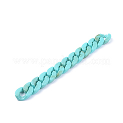 手作りアクリルカーブチェーン/ツイストチェーン  天然石風  ターコイズ  23.5x17x5mm  約39.37インチ（1m）/連&nbsp;X-AJEW-JB00530-02