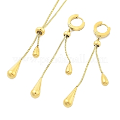 Комплекты из ожерелий и серег-колец из нержавеющей стали 304 с ионным покрытием (IP) для женщин SJEW-U002-01G