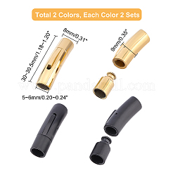 4セット2色304ステンレススチール製バヨネットクラスプ  チューブ  艶消し  ガンメタ色＆ゴールデン  30~30.5x8x9mm  穴：5~6mm  2セット / カラー&nbsp;STAS-DC0004-36