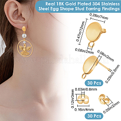 30 шт. ионное покрытие (IP) 304 нержавеющая сталь гвоздики фурнитура для сережек&nbsp;STAS-BBC0008-87