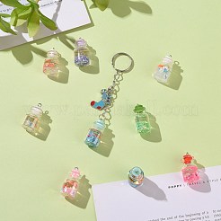 ガラス瓶のペンダントを願います  樹脂フィラー＆フラワー＆グリッターパウダー＆ストッパーと鉄のパーツ  ボトル  ミックスカラー  22x15mm  穴：2mm&nbsp;RESI-WH0015-01
