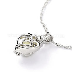 Collane con ciondolo a cuore con medaglione in lega luminosa&nbsp;NJEW-F284-07A