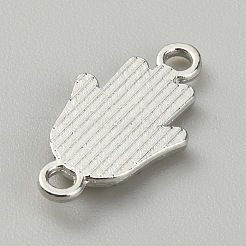 合金ナザールボンジュウエナメル リンク コネクター  クリスタルラインストーン付き  プラチナ  手のひら模様  18.5x10.5x2mm  穴：1.8mm&nbsp;FIND-TAC00011-54A-P