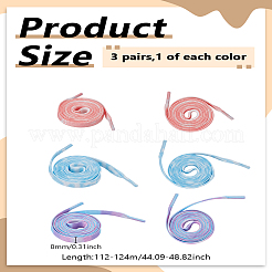 3 пара плоских гладких полиэстеровых шнурков двух цветов&nbsp;AJEW-LP0003-09C