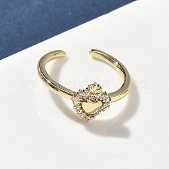 Латунные микро проложить манжеты кольца кубического циркония RJEW-H256-13G