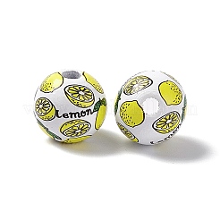 Европейские бусины из дерева с фруктовым принтом&nbsp;WOOD-G013-01A