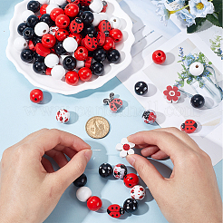 Наборы бусин из натурального окрашенного дерева WOOD-SP0001-16