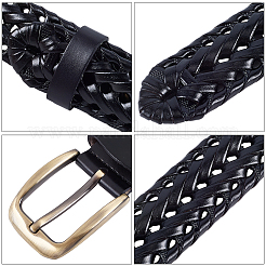 1 плетеный мужской ремень из коровьей кожи&nbsp;AJEW-CL0002-14B