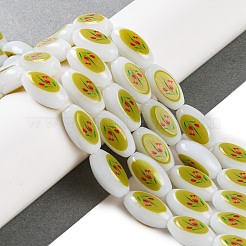 Печать стеклянных овальных бусин для изготовления ожерелья и браслетов GLAA-B020-01A-03