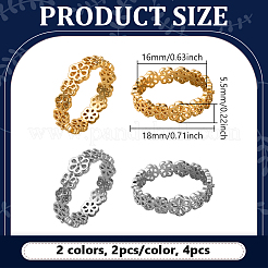 4 шт. 2-х цветные латунные кольца для женщин RJEW-HY0001-22