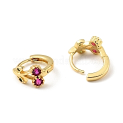 Серьги-кольца с вишней из кубического циркония темно-розового цвета&nbsp;X-EJEW-C028-02G