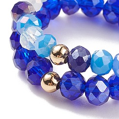 2 pz 2 stile lampwork malocchio e anelli elastici con perline di vetro per le donne&nbsp;RJEW-JR00482