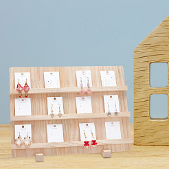 3-stöckige rechteckige Holz-Ohrring-Display-Kartenständer&nbsp;EDIS-WH0029-78