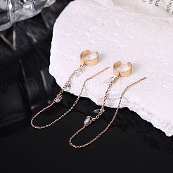 Серьги-кисточки с подвесками в форме конского глаза из латуни с прозрачным кубическим цирконием FS-WGA0198-01