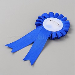 アワードサテンリボンロゼット  参加缶バッジピン  教室賞のサイエンス フェア パーティーのお祝いに 1 位のメダル  ブルー  163x78x9~14mm&nbsp;JEWB-WH0010-57A