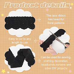 15 ярд хлопковых кружевных лент с бантом и вышивкой OCOR-WH0045-35B