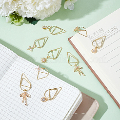 12 Stück 6 Stile Blume/Schneeflocke/Bowknot Messing Mikro-Kubikzirkonia-Charm-Lesezeichen&nbsp;AJEW-AB00184