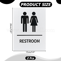 2 cartel acrílico autoadhesivo para baño de mujeres y hombres.&nbsp;AJEW-WR0003-30A