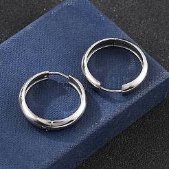 201 ステンレススチールフープピアス  304ステンレスピン付き  ステンレス鋼色  20.5x3mm&nbsp;LS-EJEW-P304-15B-P