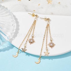 Серьги-гвоздики с подвесками из кубического циркония «Луна EJEW-JE05545