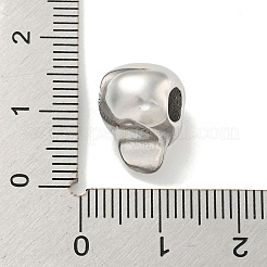 変色しない304ステンレススチールヨーロピアンビーズ  大穴ビーズ  スカル  ステンレス鋼色  13x10x10.5mm  穴：4mm&nbsp;STAS-U005-11P