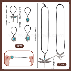6 kit de collares y gomas para el pelo de turquesa sintética y aleación&nbsp;SJEW-PH00014