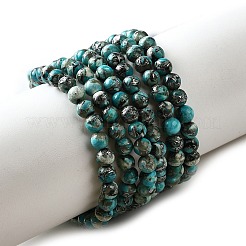 Синтетические серебряные нити бирюзовых бусин G-L617-D03-4mm